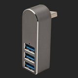 Maxbell 3 Port USB 3.0 Hub 270 Degree Rotatable Converter for Mouse Digital Camera Argent