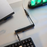 Maxbell Mechanical Keyboard USB C Coiled Aviation Cable Length 5ft Accessory Stylish White