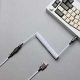 Maxbell Mechanical Keyboard USB C Coiled Aviation Cable Length 5ft Accessory Stylish White