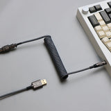 Maxbell Mechanical Keyboard USB C Coiled Aviation Cable Length 5ft Accessory Stylish White