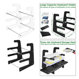 Maxbell Keyboard Stand Shelf Acrylic 3 Tiers Keyboard Mouse Organizer for Table Home Clear