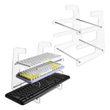 Maxbell Keyboard Stand Shelf Acrylic 3 Tiers Keyboard Mouse Organizer for Table Home Clear