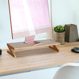 Maxbell Monitor Stand Desk Wood Desktop Shelf Stable Wooden Desktop Oraganizer Shelf 50cmx22cmx9.5cm