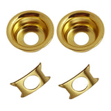 Max 2 Pieces Round Metal Jack Plate Socket Cover Head Cap for Guitar Gold