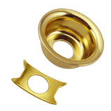 Max 2 Pieces Round Metal Jack Plate Socket Cover Head Cap for Guitar Gold