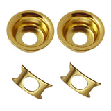 Max 2 Pieces Round Metal Jack Plate Socket Cover Head Cap for Guitar Gold