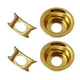 Max 2 Pieces Round Metal Jack Plate Socket Cover Head Cap for Guitar Gold