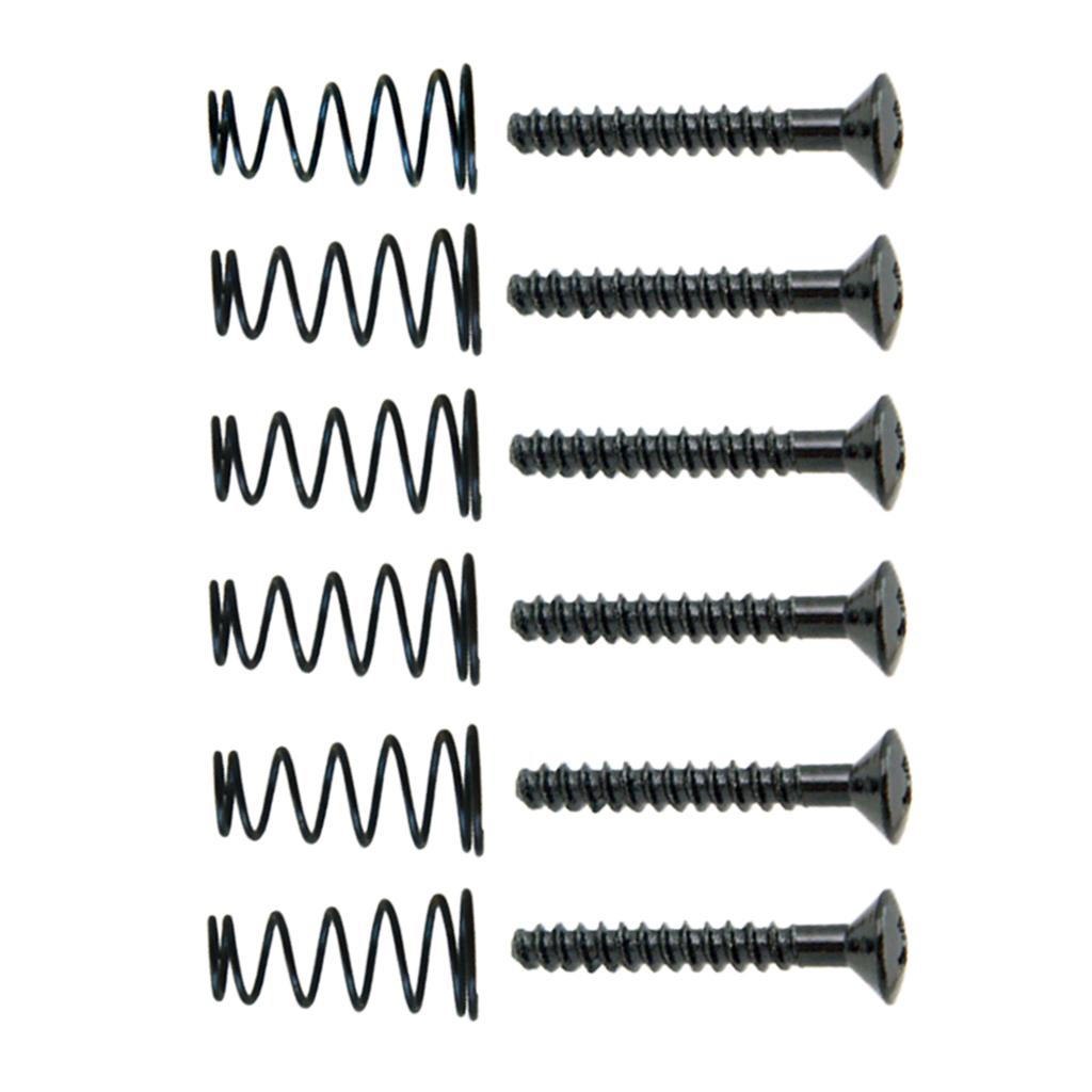 Max 6 Pieces Electric Guitar Single Coil Pickup Screws+Springs Set Black