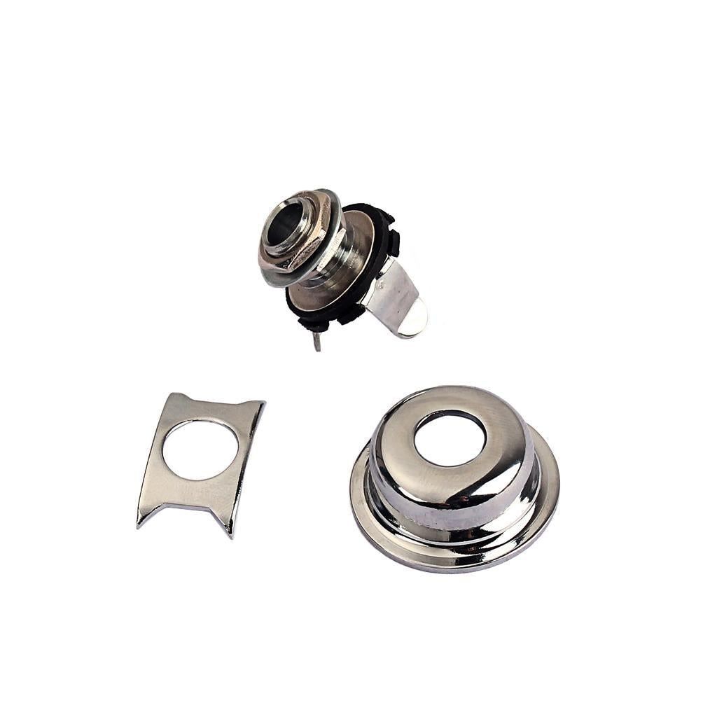 Max 6.35mm 1/4'' Mono Output Jack Socket Plate for  Tele Guitar Chrome