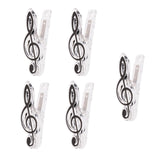 Max 5 Pieces Music Note Clip Music Book Page Plastic Music Stataionary Black