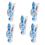 Maxbell 5 Pieces Music Note Clip Music Book Page Plastic Music Stataionary Blue