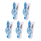 Maxbell 5 Pieces Music Note Clip Music Book Page Plastic Music Stataionary Blue