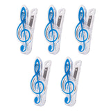Maxbell 5 Pieces Music Note Clip Music Book Page Plastic Music Stataionary Blue