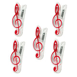 Maxbell 5 Pieces Music Note Clip Music Book Page Plastic Music Stataionary Red