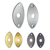 Maxbell 2 Pieces Metal Oval Curved Jack Plate for Electric Guitar Bass Parts Silver