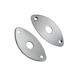 Maxbell 2 Pieces Metal Oval Curved Jack Plate for Electric Guitar Bass Parts Silver