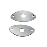 Maxbell 2 Pieces Metal Oval Curved Jack Plate for Electric Guitar Bass Parts Silver