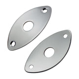 Maxbell 2 Pieces Metal Oval Curved Jack Plate for Electric Guitar Bass Parts Silver