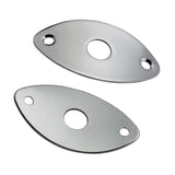 Maxbell 2 Pieces Metal Oval Curved Jack Plate for Electric Guitar Bass Parts Silver