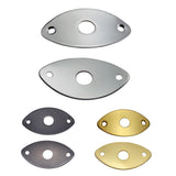 Maxbell 2 Pieces Metal Oval Curved Jack Plate for Electric Guitar Bass Parts Silver