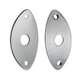 Maxbell 2 Pieces Metal Oval Curved Jack Plate for Electric Guitar Bass Parts Silver