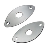 Maxbell 2 Pieces Metal Oval Curved Jack Plate for Electric Guitar Bass Parts Silver