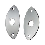 Maxbell 2 Pieces Metal Oval Curved Jack Plate for Electric Guitar Bass Parts Silver