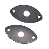 Maxbell 2 Pieces Metal Oval Curved Jack Plate for Electric Guitar Bass Parts Black