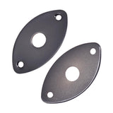 Maxbell 2 Pieces Metal Oval Curved Jack Plate for Electric Guitar Bass Parts Black