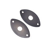 Maxbell 2 Pieces Metal Oval Curved Jack Plate for Electric Guitar Bass Parts Black