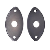 Maxbell 2 Pieces Metal Oval Curved Jack Plate for Electric Guitar Bass Parts Black