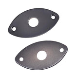 Maxbell 2 Pieces Metal Oval Curved Jack Plate for Electric Guitar Bass Parts Black