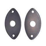 Maxbell 2 Pieces Metal Oval Curved Jack Plate for Electric Guitar Bass Parts Black