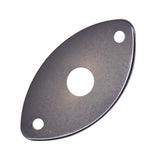 Maxbell 2 Pieces Metal Oval Curved Jack Plate for Electric Guitar Bass Parts Black