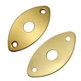 Maxbell 2 Pieces Metal Oval Curved Jack Plate for Electric Guitar Bass Parts Golden