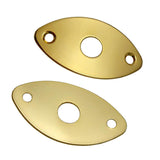 Maxbell 2 Pieces Metal Oval Curved Jack Plate for Electric Guitar Bass Parts Golden