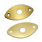 Maxbell 2 Pieces Metal Oval Curved Jack Plate for Electric Guitar Bass Parts Golden