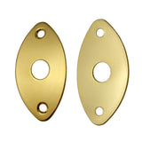 Maxbell 2 Pieces Metal Oval Curved Jack Plate for Electric Guitar Bass Parts Golden