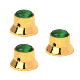 Maxbell 3 Pieces Metal Guitar Knobs for Electric Guitar Bass Control Knob Gold&Green