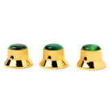 Maxbell 3 Pieces Metal Guitar Knobs for Electric Guitar Bass Control Knob Gold&Green