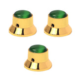 Maxbell 3 Pieces Metal Guitar Knobs for Electric Guitar Bass Control Knob Gold&Green