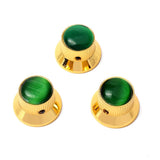 Maxbell 3 Pieces Metal Guitar Knobs for Electric Guitar Bass Control Knob Gold&Green