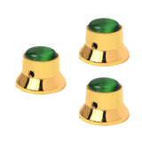 Maxbell 3 Pieces Metal Guitar Knobs for Electric Guitar Bass Control Knob Gold&Green