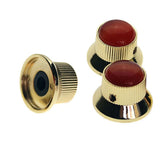 Maxbell 3 Pieces Metal Guitar Knobs for Electric Guitar Bass Control Knob Gold&Red