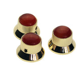 Maxbell 3 Pieces Metal Guitar Knobs for Electric Guitar Bass Control Knob Gold&Red