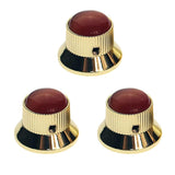 Maxbell 3 Pieces Metal Guitar Knobs for Electric Guitar Bass Control Knob Gold&Red