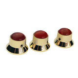 Maxbell 3 Pieces Metal Guitar Knobs for Electric Guitar Bass Control Knob Gold&Red