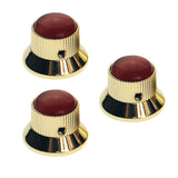 Maxbell 3 Pieces Metal Guitar Knobs for Electric Guitar Bass Control Knob Gold&Red