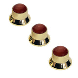 Maxbell 3 Pieces Metal Guitar Knobs for Electric Guitar Bass Control Knob Gold&Red