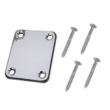 Maxbell 1 Set Guitar Neck Plate for Electric Guitar Bass Replacement Silver